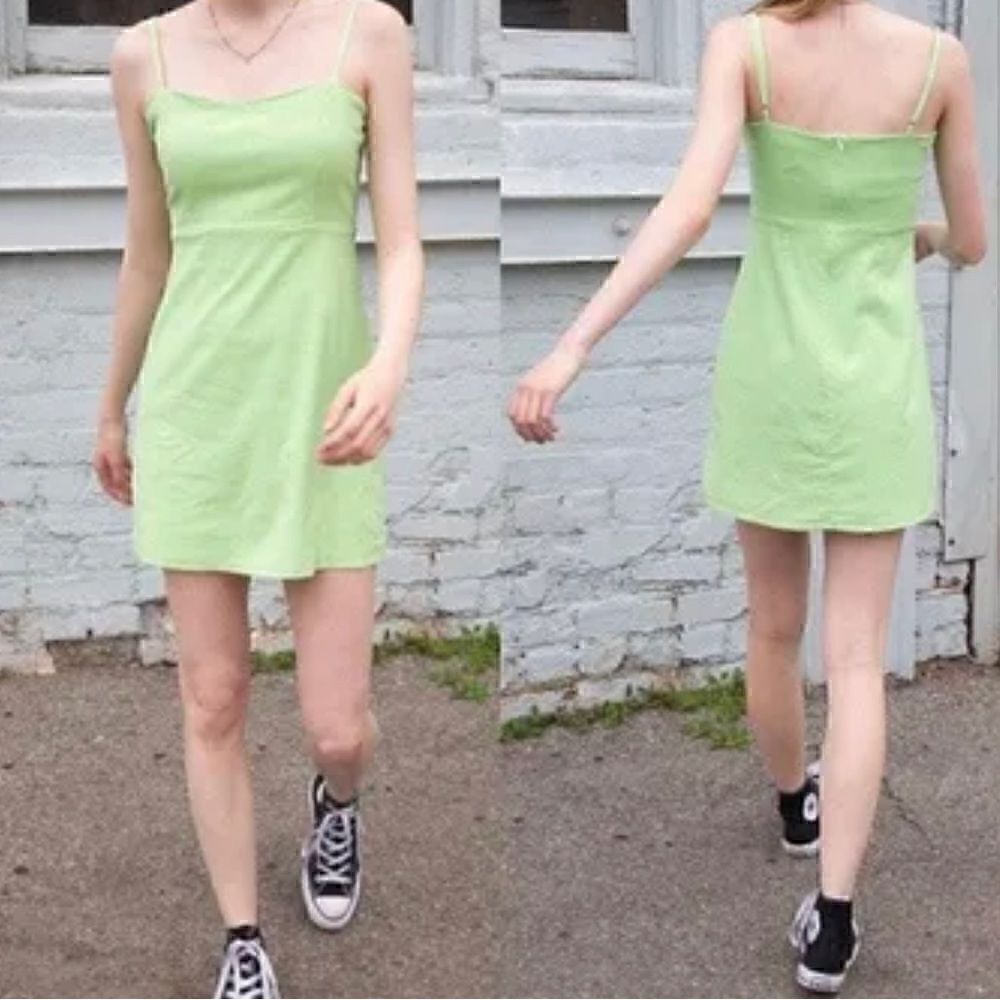 Brandy Melville Dress Womens one Size‎ karla green lime Mini Spaghetti straps